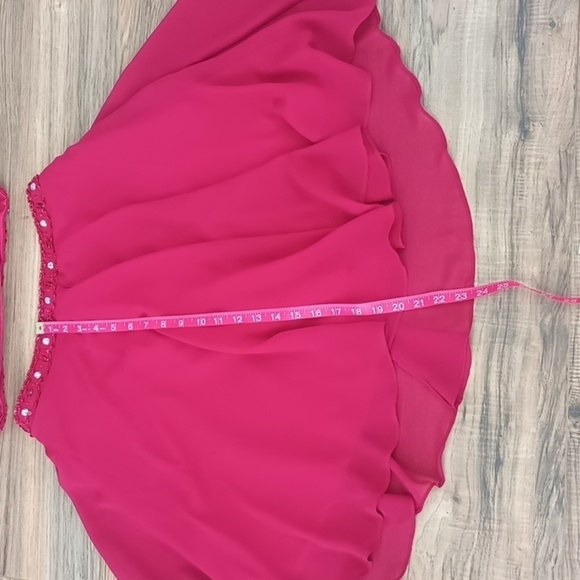 Two piece formal prom bejeweled rhinestone red dress - Picture 13 of 13